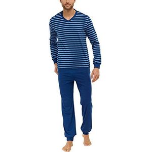 Schiesser Tweedelige pyjama voor heren, lang, blauw (800), 6XL