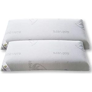 SEASONS Visco-elastische kussens, 2 stuks, 75 cm, mijtdicht en antibacterieel, stof met zilvergaren en aloë vera, dubbele overtrek, behandeling met ozonreiniging, gemaakt in Spanje