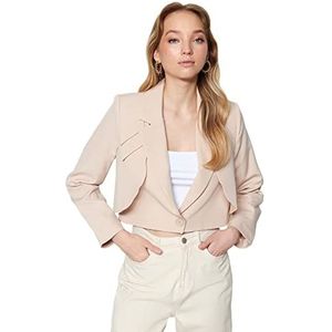 Trendyol Dames Regular Fit Basic Reverskraag geweven jas bovenkleding, Rots, 66 NL