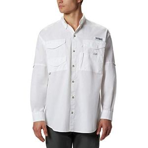 Columbia Heren Pfg Bonehead shirt met lange mouwen, katoen, Relaxed Fit atletisch-shirts, Kleur: wit, L