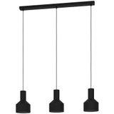 EGLO Hanglamp Casibare, 3-lichts pendellamp in industrieel en monochroom design, eettafellamp van zwart metaal, lamp hangend voor woonkamer, E27 fitting