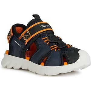 Geox J Airadyum BO Sandalen voor jongens, Navy Oranje, 28 EU