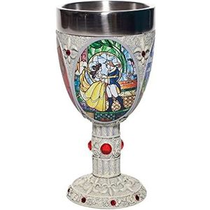 Enesco Disney Showcase Beauty and The Beast gebrandschilderd glas scènes decoratieve kelk beker beker, 7,09 inch, veelkleurig zwart