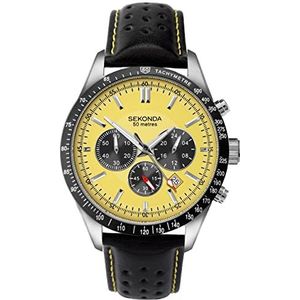 SEKONDA Unisex-Volwassen Chronograaf Quartz Horloge Met Lederen Band 1395.27