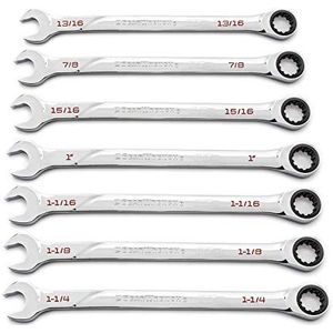 GEARWRENCH 86452 120XP Universele Spline XL Ratel-combinatiesleutelset, SAE, 7-delig