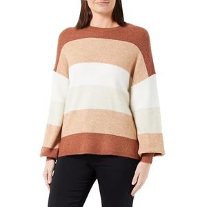 ONLY Dames Onlatia L/S Stripe Pullover KNT Noos Sweater, Schildpad Shell/Strepen: w. Mel/Indian Tan Mel/Cloud Dancer/Puimsteen Mel/Indian Tan Mel/Schildpad Shell Mel, 3XL