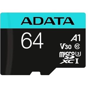 microSDXC UHS-I U3 64 GB geheugenkaart met adapter, hoge snelheid, ideaal voor het opslaan van foto's, video's en toepassingen op mobiele apparaten.