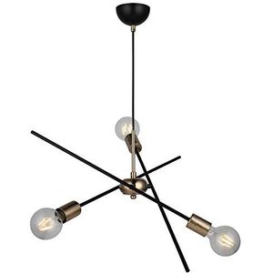 Homemania 1559-73-03 Tafellamp, kroonluchter, plafondlamp, metaal, zwart/goud, 54 x 54 x 106 cm, 3 x E27, max. 40 W