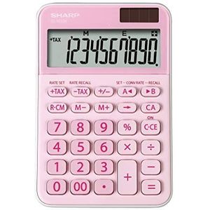 Sharp EL-M 335 rekenmachine met schuine weergave (op zonne-energie/batterijen) roze