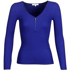 Morgan geribde longsleeve met rits blauw