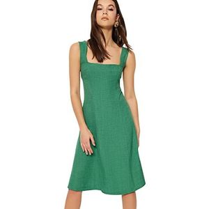 Trendyol A-lijn jurk voor dames, regular fit, geweven jurk, Kaki, 36