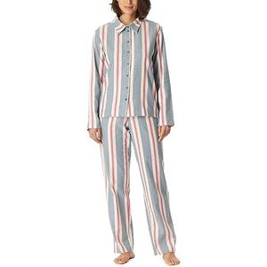 Schiesser Dames pyjama lang flanel 100% katoen doorgeknoopte winter pyjamaset, meerkleurig 3, 42, Mehfarbig 3, 42