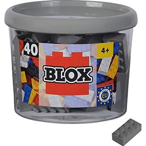 Simba 104114539 - Blox, 40 grijze bouwstenen voor kinderen vanaf 3 jaar, 8-delige stenen, in doos, hoge kwaliteit, volledig compatibel met vele andere fabrikanten
