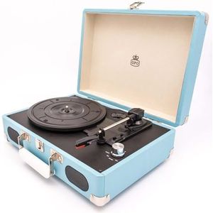 GPO SOHOBLU - Retro platenspeler - kofferplatenspeler - met ingebouwde speakers - lichtblauw