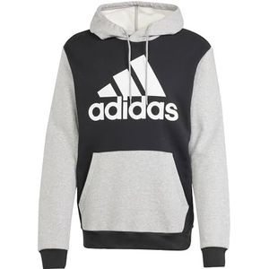adidas Mannen Essentials Fleece Big Logo Capuchonsweater, L lang, 3 inch, Zwart/Medium Grijs Heather, L tall