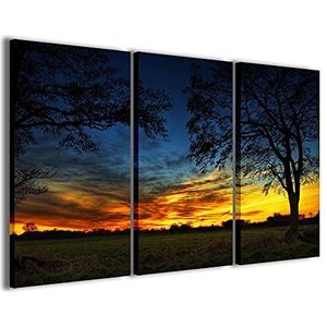 Stampe su Tela, Beatiful Zonsondergang, mooie zonsondergang, moderne afbeeldingen van 3 panelen, klaar om op te hangen, 90 x 60 cm