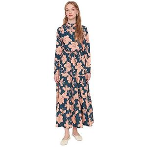 TRENDYOL Vrouw Design Maxi A-lijn Regular Fit geweven stof bescheiden jurk, donkerblauw., 36