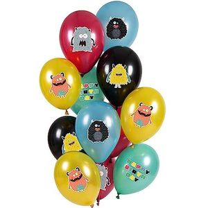 Folat 25152 ballonnenset latex-Monster Bash, 33 cm, 12 stuks, voor verjaardag kinderen en feestdecoratie, meerkleurig