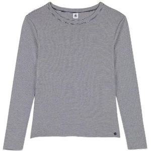 PETIT BATEAU - T-shirt - Grijs - Lange Mouwen - Gestreept Ribtricot - Katoen