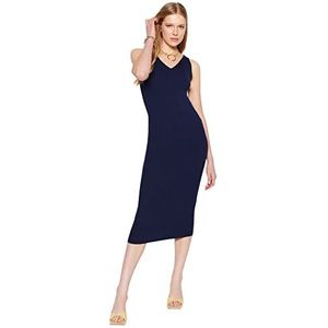 Trendyol FeMan Bodycon Slim fit gebreide jurk, marineblauw, S, Donkerblauw, S