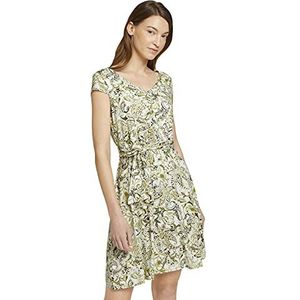 TOM TAILOR Dames Jersey-jurk met patroon en ceintuur 1026052, 26974 - Green Paisley Design, 40