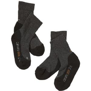 Camano kinderen 2 paar sport sokken met versterkte hiel en kant jongens & meisjes kousen, zwart (zwart + antraciet 05), maat: 39-42