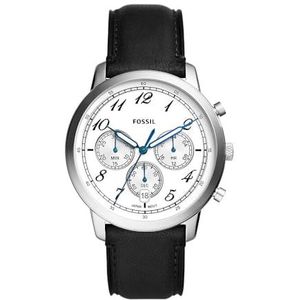 Fossil Neutra horloge voor heren, chronograaf uurwerk met roestvrij stalen of leren band, Black and White