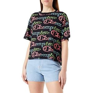 Champion Legacy Color Ground All-Over Croptop S/S T-shirt, zwart, M dames