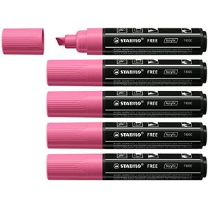 Acrylmarker - STABILO FREE Acrylic - T800C Beitelpunt 4-10mm - 5 stuks - taffy roze