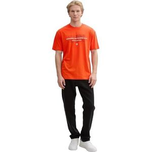TOM TAILOR Denim T-shirt voor heren, 21559 - Deep Fiery Orange, L