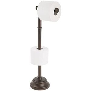 mDesign - Toiletrolhouder - standaard en dispenser/badkamerorganizer - voor de badkamer - modern/plastic/voor 2 reserverollen/ook geschikt voor grote rollen - brons