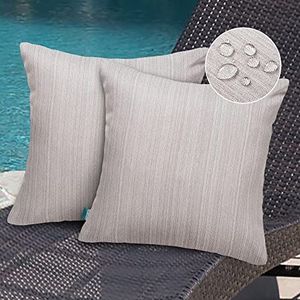 Set van 2 waterdichte sierkussenhoezen voor buiten 18 x 18 inch, kerst decoratief kussen Sham kussensloop schelp voor tuin Patio tent balkon bank(ND19102)