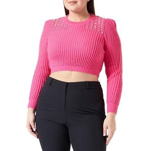 faina Stijlvolle damestrui met baksteenversiering polyester PINK maat XL/XXL, roze, XL