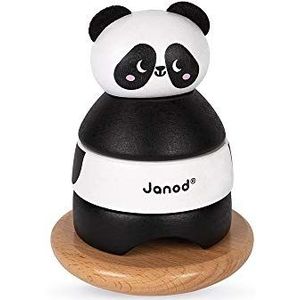 Janod - Solid Wood Panda Tumbler - Early-Learning Handling and Construction - Water-Based Paint - Suitable for Children from The Age Of 1, J08188