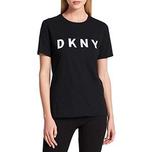 DKNY T-shirt met korte mouwen voor dames, zwart, L