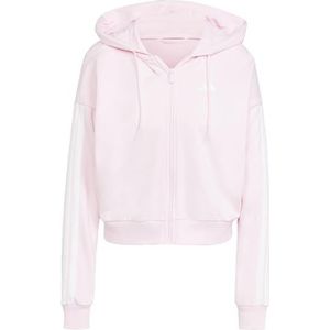 adidas Dames ESSENTIALS 3-STRIPES FRENCH TERRY FULL ZIP HOODIE, Clear Pink/White, M