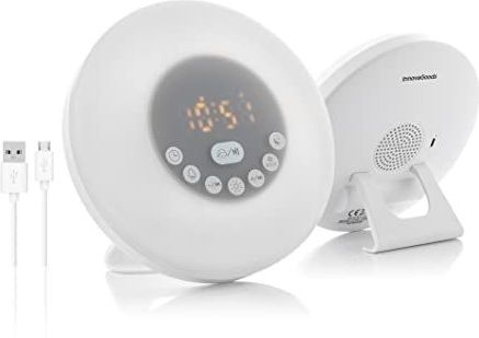 InnovaGoods® Zonsopgang oplaadbare wekker met speaker Slockar, ontwaakt op een natuurlijke en aangename manier, oplaadbaar en elegant ontwerp, ideaal voor thuis.