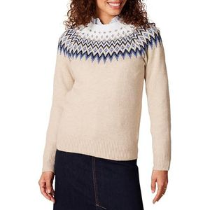 Amazon Essentials Dames Soft-Touch Crewneck nieuwigheid trui, blauw taupe Heather White Fair Isle, groot