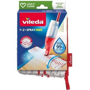 Vileda Spray & Clean Vervangende overtrek, vloerwisserovertrek voor dweil met sproeifunctie, verwijdert tot 99,9% van de bacteriën en virussen, geschikt voor de wasmachine, per stuk verpakt