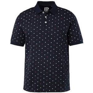 JP 1880, Heren grote maten, Polo Pique ½ Mini AOP, Donkerblauw, XL