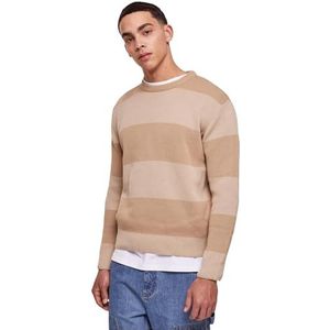 Urban Classics Heren sweatshirt Heavy Oversized Striped Sweatshirt warm zand/wetsand S, warm zand/wetzand, S