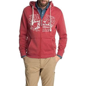 ESPRIT Heren sweatshirt jas met capuchon en print 074EE2J006, rood (Speed Red 614), XL
