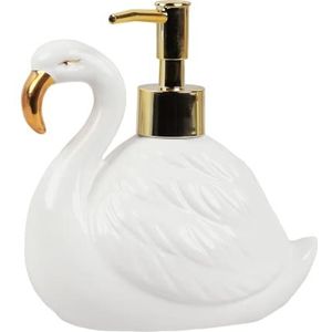 Servette Home Flamingo zeepdispenser met pomp voor badkamer of gootsteen, witte flamingo