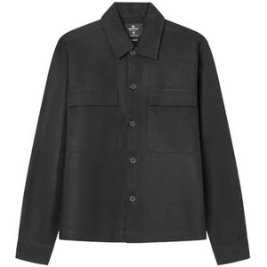 SPRINGFIELD Overshirt Linen Bruin Herenhemd, standaard zwart, S