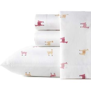 Poppy & Fritz - Queen Lakens, Katoenen Percale Beddengoed, Crisp & Cool, Lichtgewicht Woondecoratie (Miss Llama, Queen)