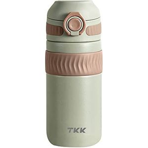 TKK Thermosbeker, 450 ml, lichtgroen, koffiebeker van roestvrij staal, dubbelwandig geïsoleerd, lekvrij, voor koffie en thee