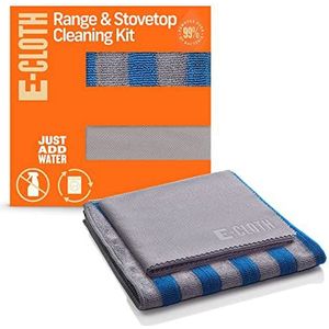 E-Cloth Range & Kookplaat Reinigingsset, Herbruikbare Premium Microvezel Reinigingsdoek, Ideale Oven & Glas Fornuis Top Cleaner, 100 Wash Promise, Blauw & Grijs, 2 Doeken Kit