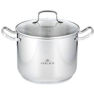 Gerlach G04-0332M-GAP8-01PU-S1S1-02 Pot with a lid and Diameter of 24 cm Simple-G04-0332M-GAP8-01PU-S1S1-02, Stainless Steel