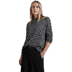 Street One Dames Fluffy Rib Leo Dessin Shirt, zwart, 36