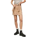Pepe Jeans - Rok - Beige - Lyocell - Korte Rok met Rits en Knoopsluiting